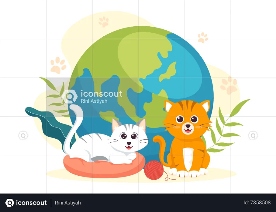 Journée mondiale du chat  Illustration