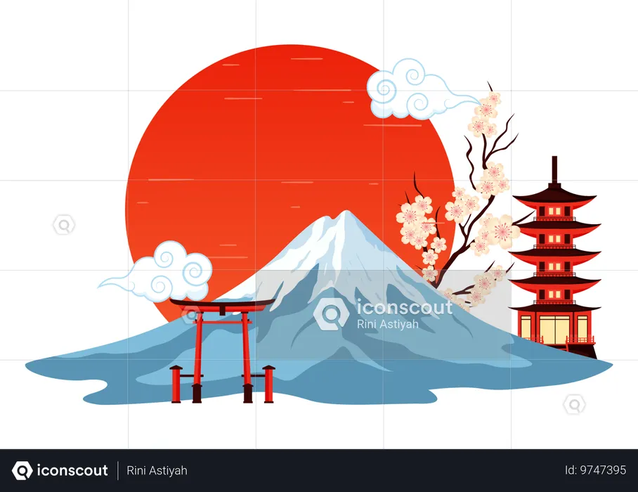 Journée de la montagne au Japon  Illustration