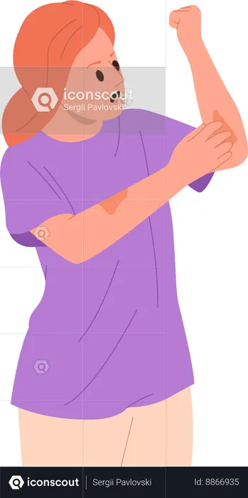 Jovem com doença de pele sentindo desconforto e dor  Ilustração