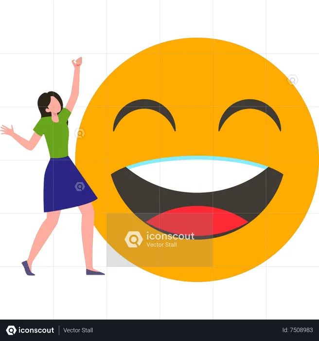 Menina comemorando o Dia Mundial do Emoji Emoji Ilustração