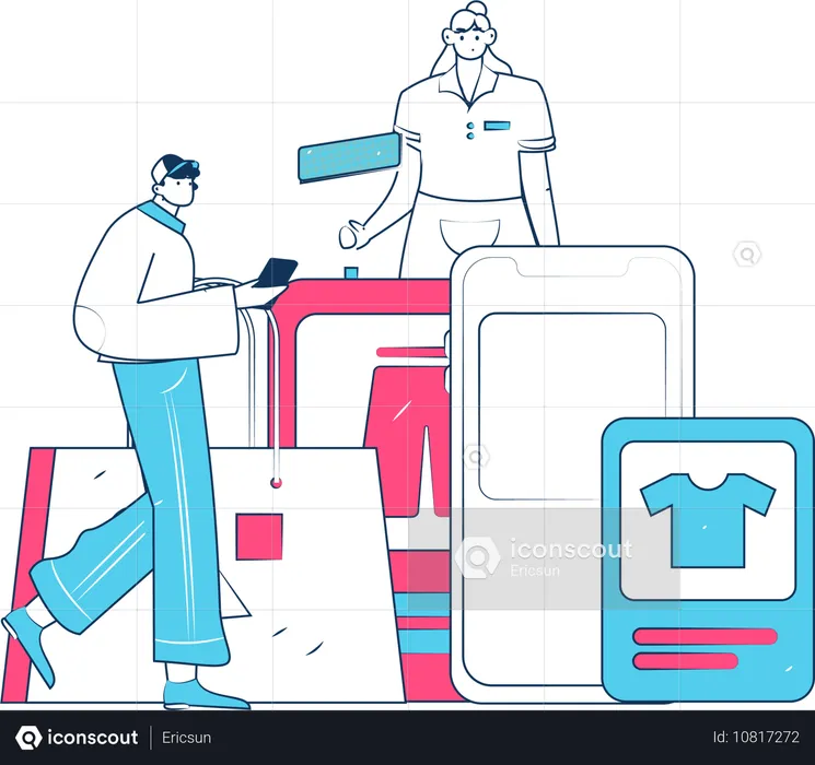 Jovem fazendo pagamento de compras on-line  Illustration