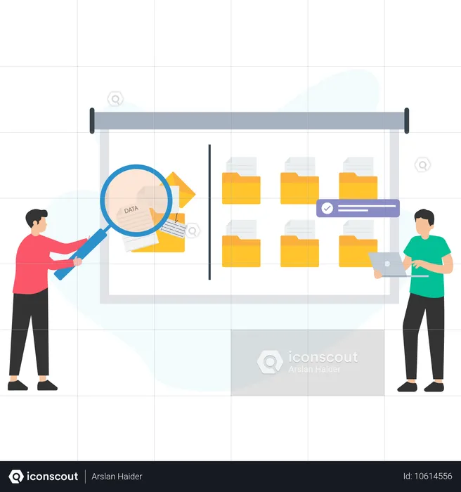 Jovem fazendo Verificação de Dados  Ilustração