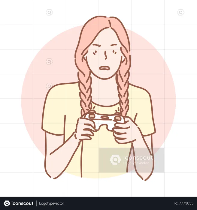 Menina jogando videogame  Ilustração