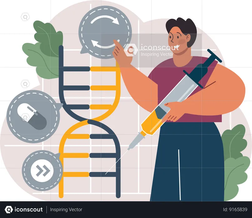 Jovem modificando DNA  Ilustração