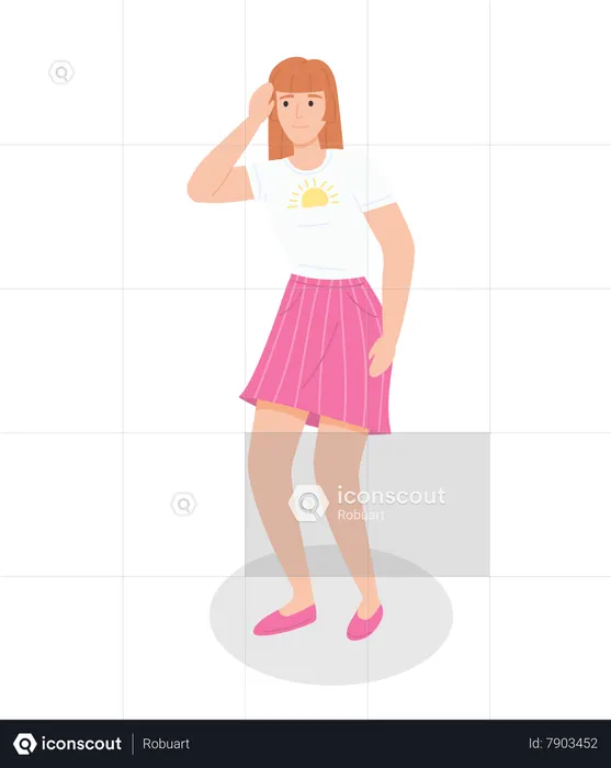 Fêmea jovem com dor de cabeça  Ilustração