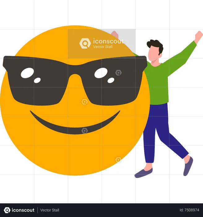 Chico joven actuando genial Emoji Ilustración