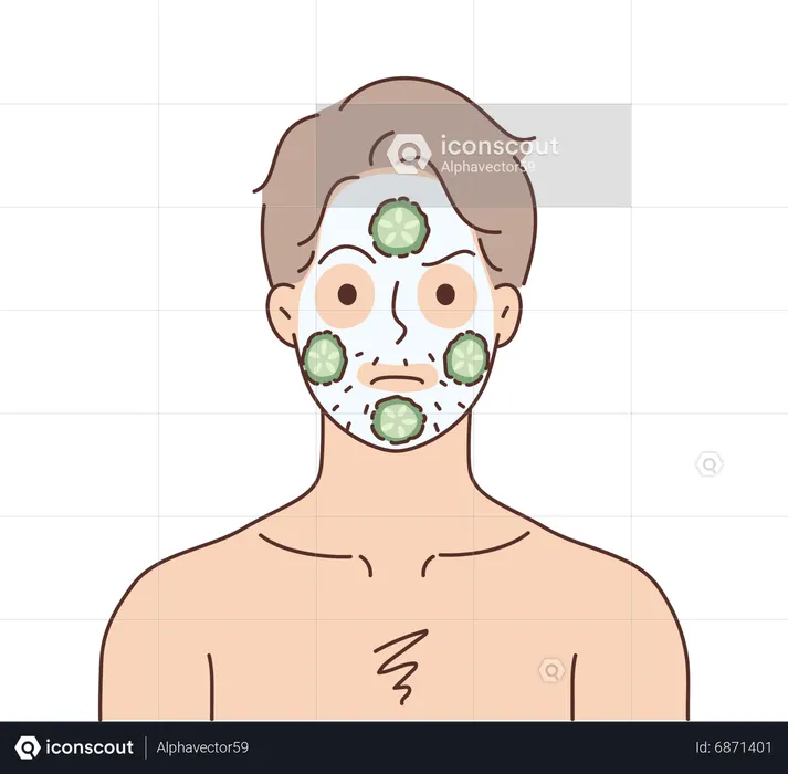 Joven aplicando mascarilla  Ilustración