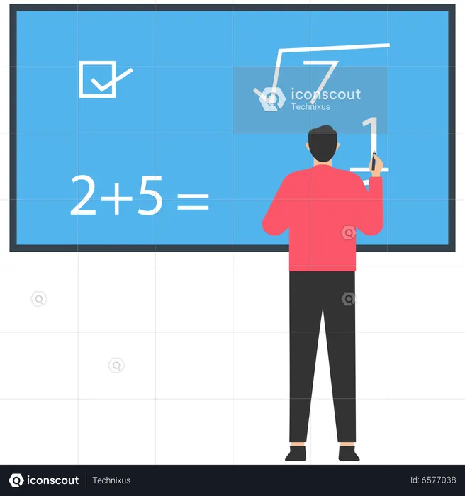 Joven enseña matemáticas  Ilustración