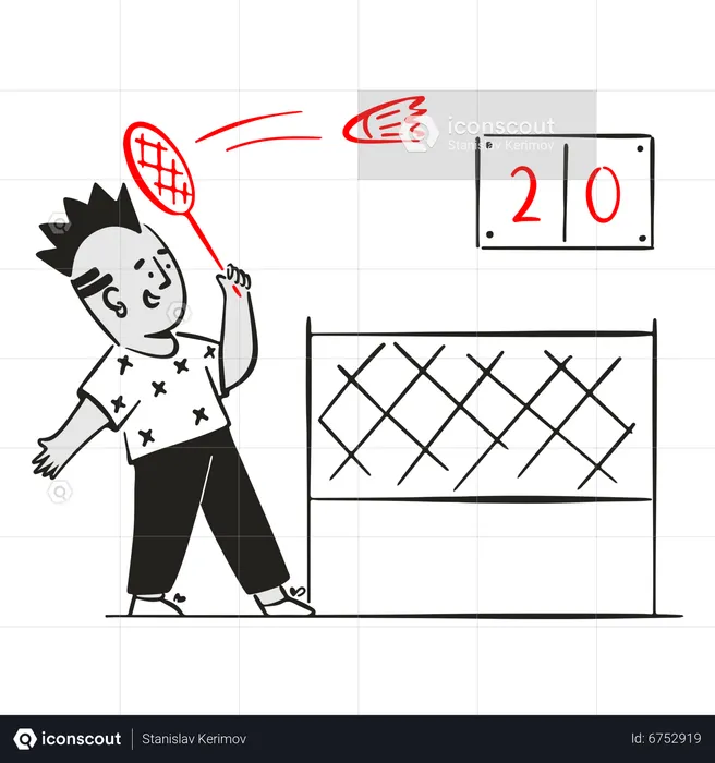 Joven jugando bádminton  Ilustración