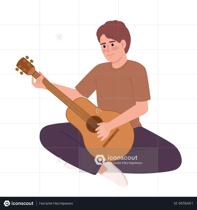 Joven tocando la guitarra  Ilustración