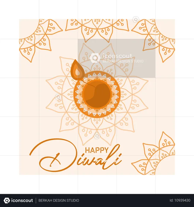 Joyeuse fête de Diwali avec des lampes à huile  Illustration