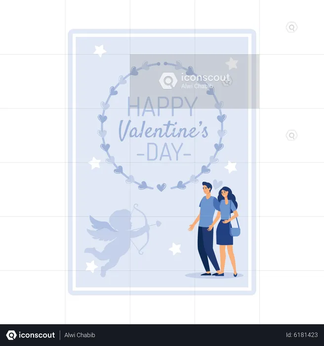 Cadeau de carte de voeux joyeuse Saint-Valentin  Illustration