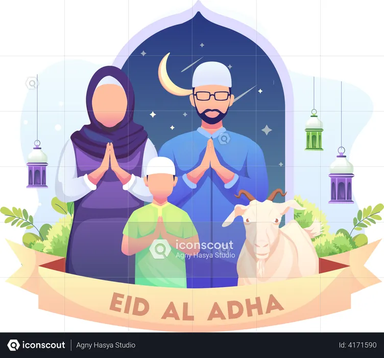 Joyeux voeux de l'Aïd Al Adha Moubarak  Illustration