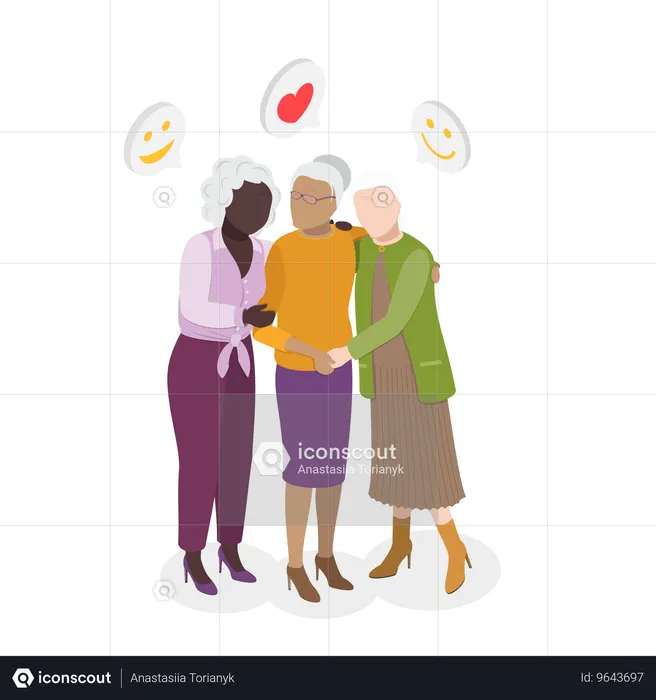Joyeux groupe de personnes âgées  Illustration