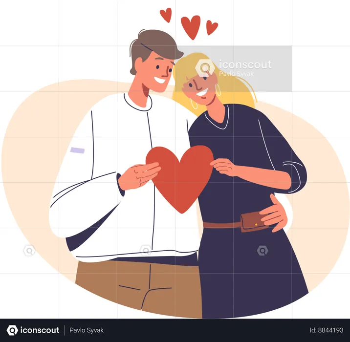 Joyful Couple in love  Illustration