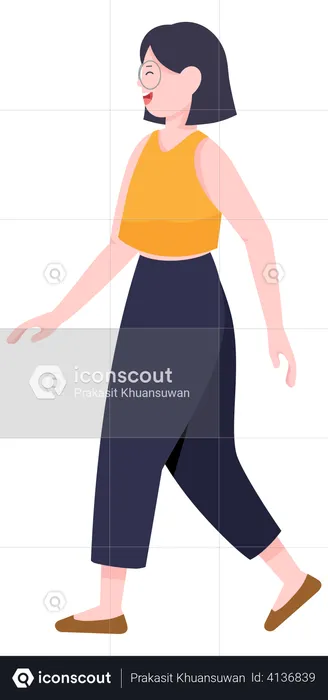 Joyful girl walking  Illustration