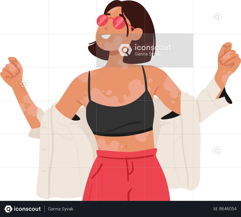 Joyful Girl with vitiligo  Illustration