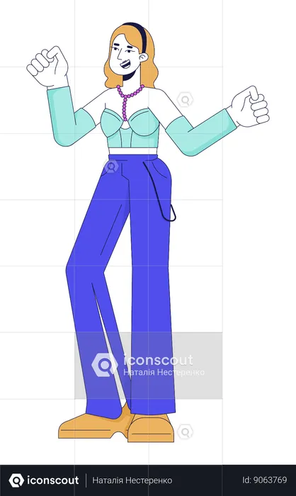 Joyful white woman is dancing  Illustration