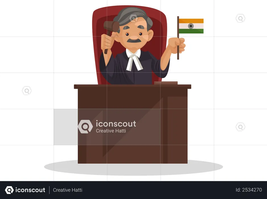 Judge holding Indian flag in his hand  Illustration