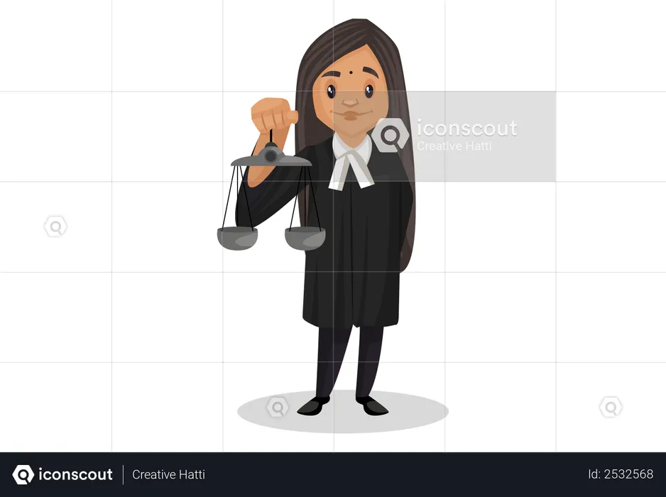 Judge holding weighting tool  Illustration