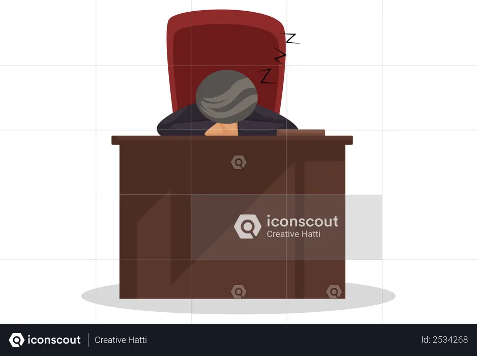 Judge sleeping in courtroom  Illustration
