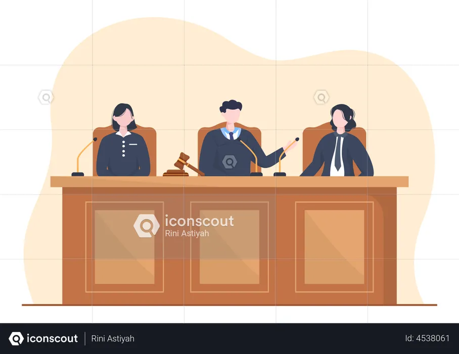 Judges in court  Illustration