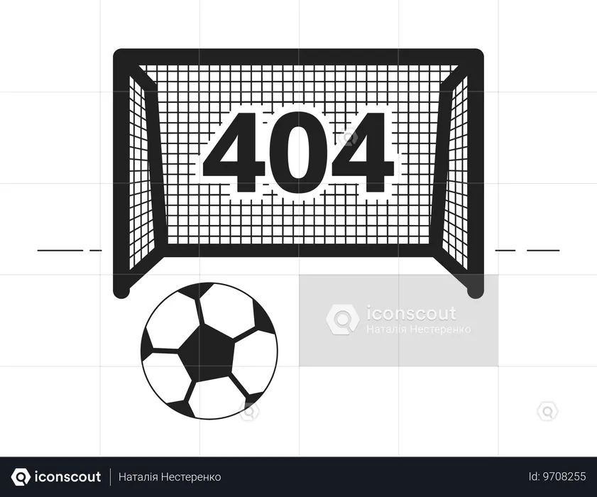 Error 404 del juego de fútbol en blanco y negro  Ilustración
