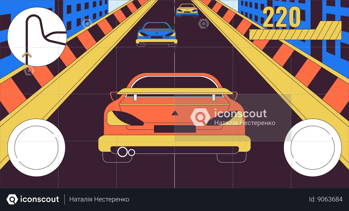 Juego de simulador de carreras de coches  Ilustración