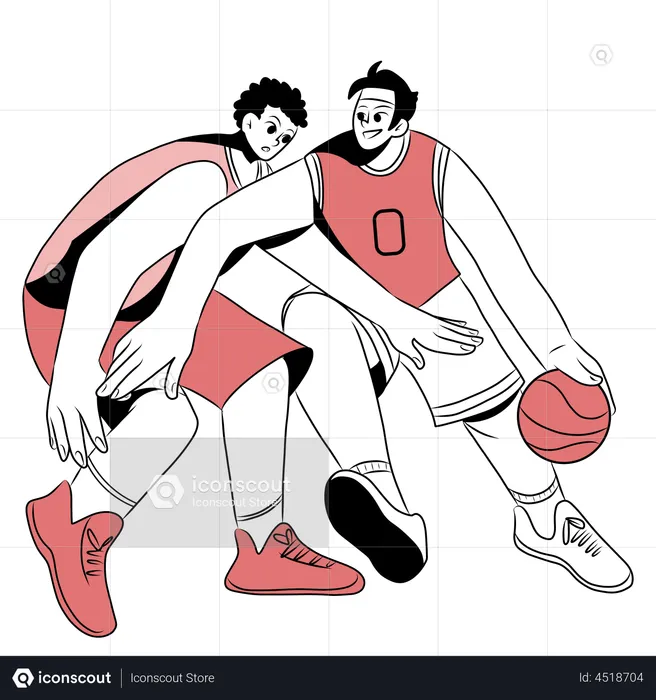 Jugador de baloncesto jugando torneo  Ilustración