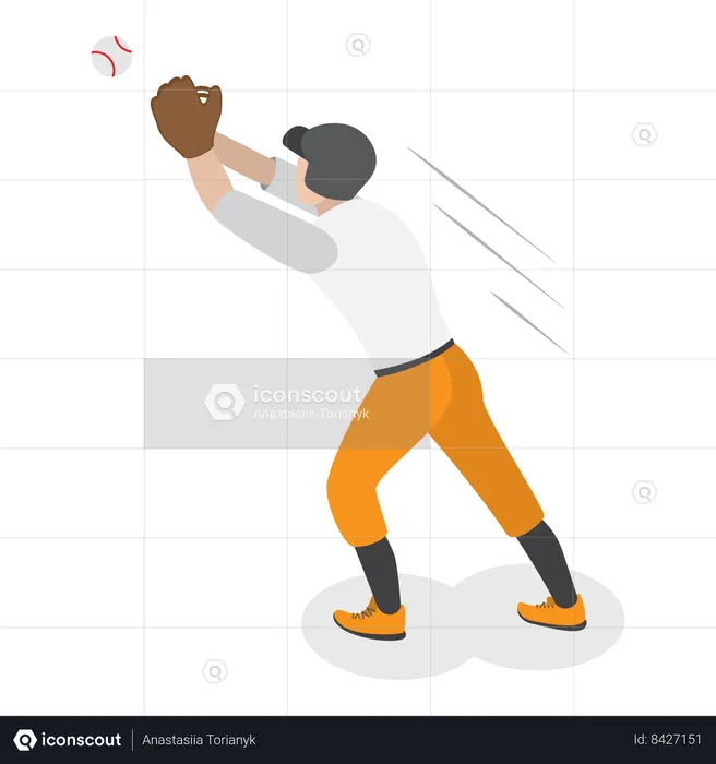 Jugador de béisbol atrapando la pelota  Ilustración