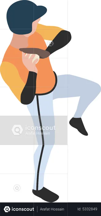 Jugador de béisbol lanzando pelota  Ilustración