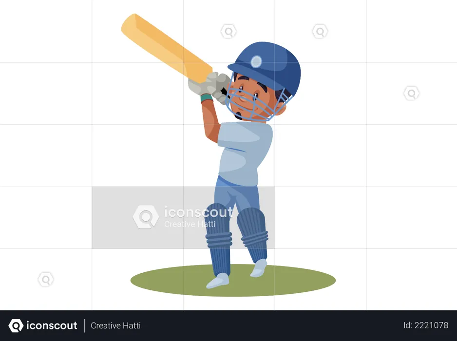 Jugador de críquet indio golpeando seis  Ilustración