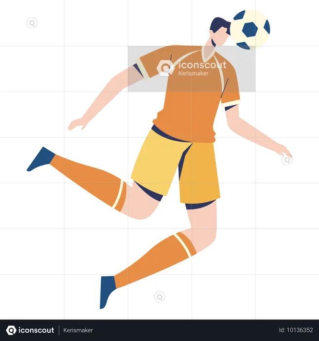 Jugador de fútbol haciendo técnica de cabezazo  Ilustración