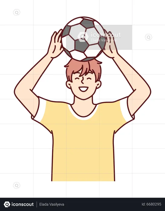 Jugador de fútbol sosteniendo fútbol  Ilustración