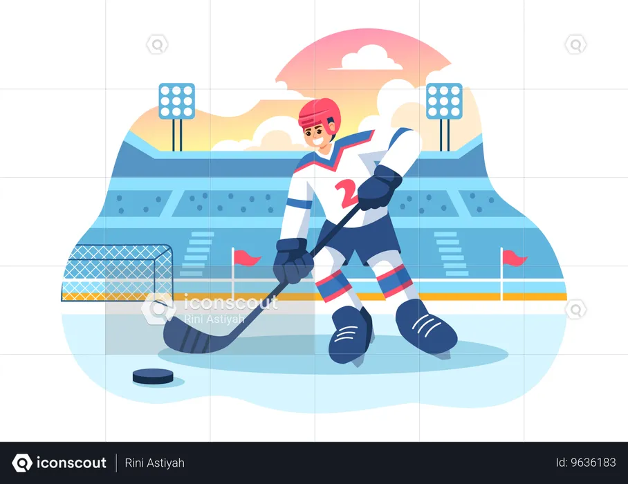 Jugador de hockey sobre hielo  Ilustración