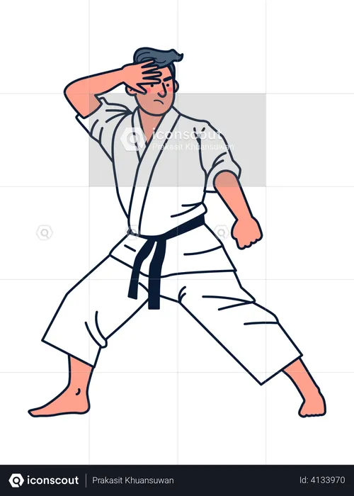 Jugador de karate masculino  Ilustración