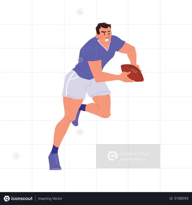 Jugador de rugby sosteniendo la pelota  Ilustración