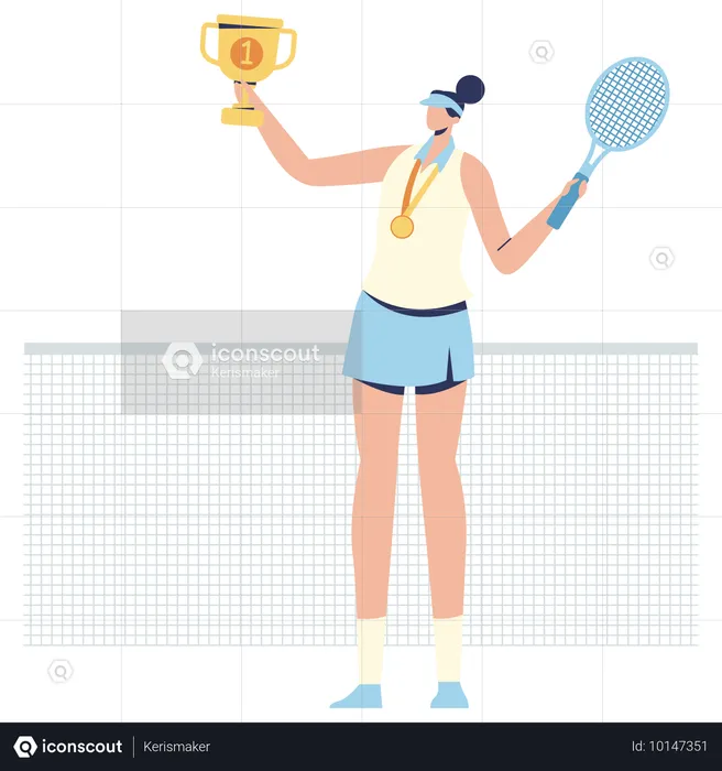 Jugador gana competición de tenis  Ilustración