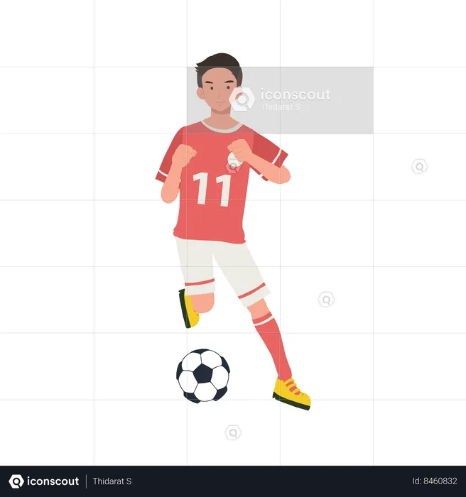 Jugador masculino jugando al fútbol  Ilustración