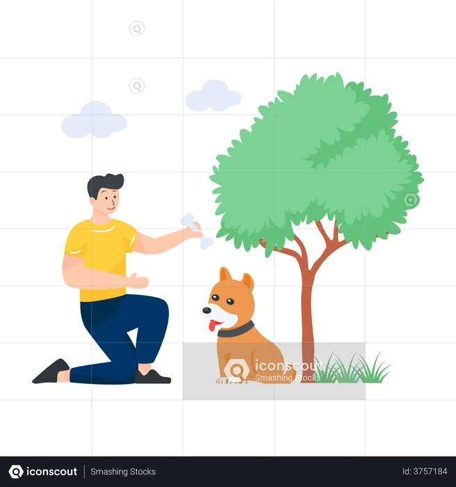 Jugar con mascota  Ilustración