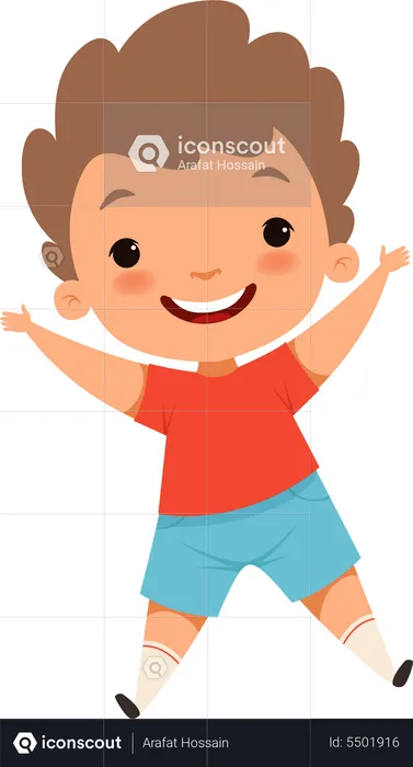 Best Premium Jumping children cute surprised playing crazy happy kids  Illustration download in PNG & Vector format