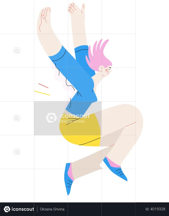 Jumping happy woman  Illustration