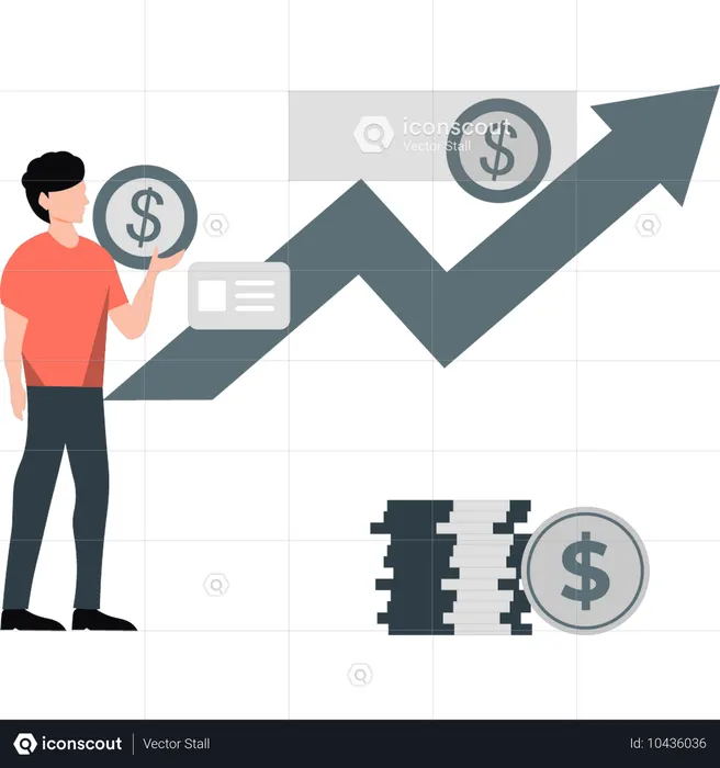 Junge analysiert Finanzwachstum  Illustration