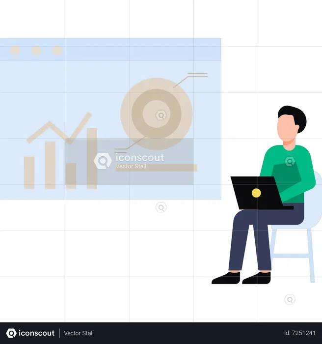 Junge arbeitet an Analysediagramm  Illustration