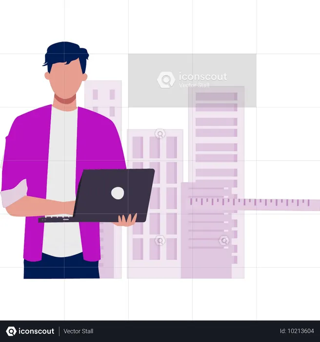 Junge arbeitet an Immobilien  Illustration