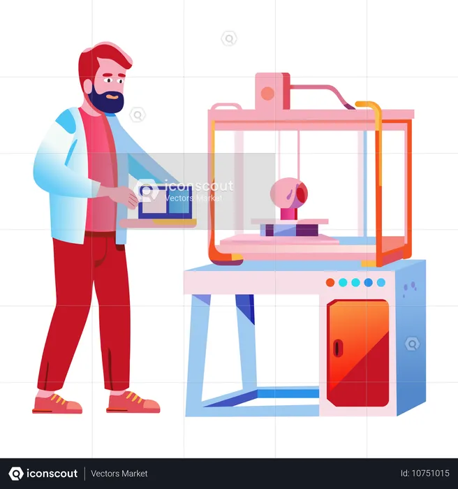 Junge mit 3D-Drucker  Illustration