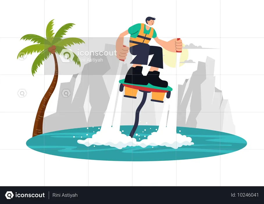 Junge mit Flyboard  Illustration