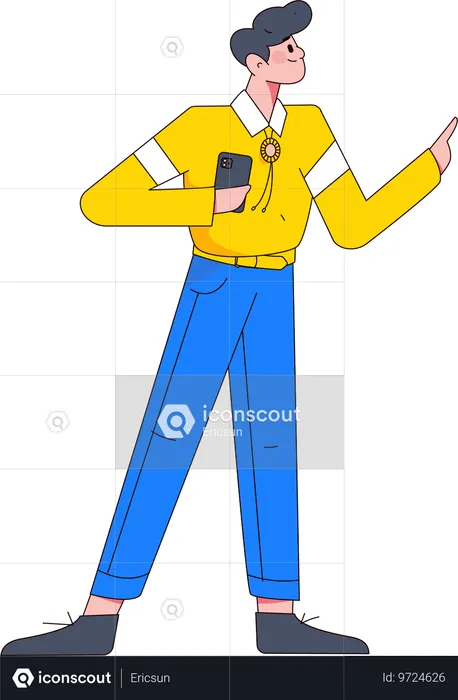 Junge mit Smartphone  Illustration