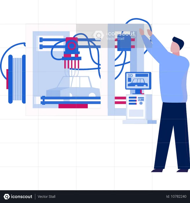 Junge berührt elektronisches Gerät  Illustration