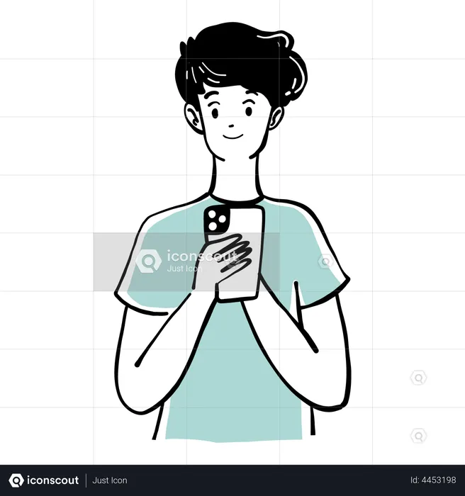 Junge chattet am Telefon  Illustration